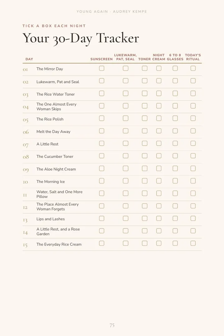 Book page: Your 30-Day Tracker